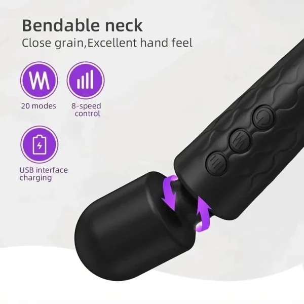 1 portable electric massage stick, 8-speed, 20 frequency, muscle relaxation, suitable for back, neck, leg, and waist massage - Image 4